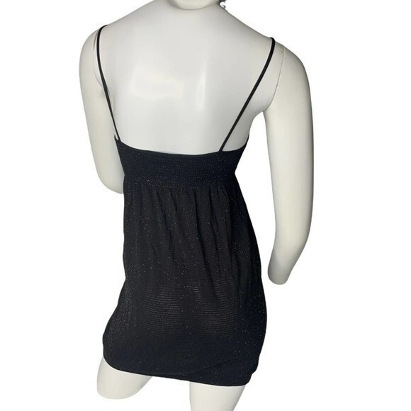 Black gold metallic sleeveless dress spaghetti strap MCM - Picture 3 of 6